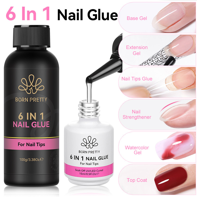 【Local】BORN PRETTY Dung Tích Lớn 100g Gel Keo Dán Móng Tay 6 TRONG 1 Gel Nối Dài Móng Tay Đế Cao Su Bán Vĩnh Viễn Móng Tay Nghệ Thuật Gel