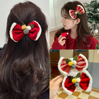 Giáng Sinh Sang Trọng - Kẹp Tóc Nơ Đỏ Hình Mỏ Vịt Cho Nữ