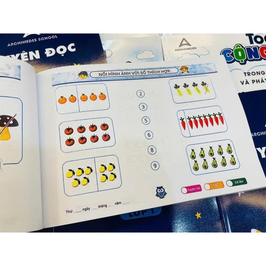 Luyện đọc + Toán cộng trừ lớp 1 archimedes.