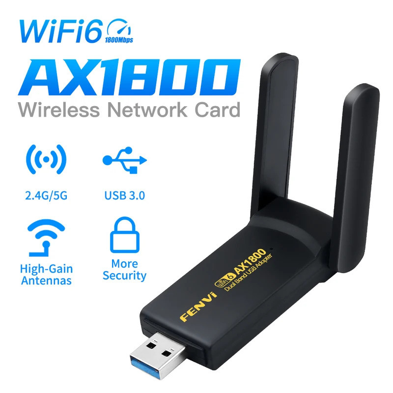 FENVI WiFi 6 USB Dongle MT7921 Bộ thu 1800Mbps Băng tần kép 2.4G / 5G Thẻ mạng không dây USB 3.0 Bộ 