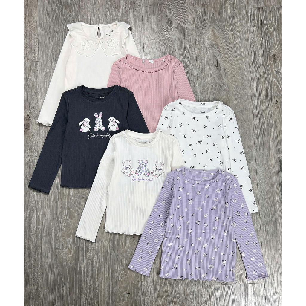 Áo thun tăm bé gái Gloria Jean chất cotton co giãn phối túi jeans xinh xắn nhiều màu - D1825