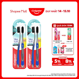 Bộ 4 bàn chải Colgate Slimsoft Flex Clean Charcoal nguyên khối than hoạt tính kháng khuẩn