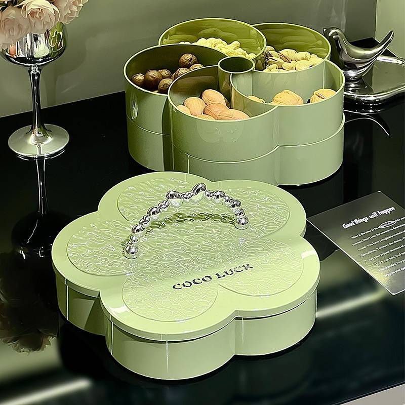 Dried Fruit with Lid Fruit Box Living Room Coffee Table Partitioned Candy Tray Snacks Plate Storage 