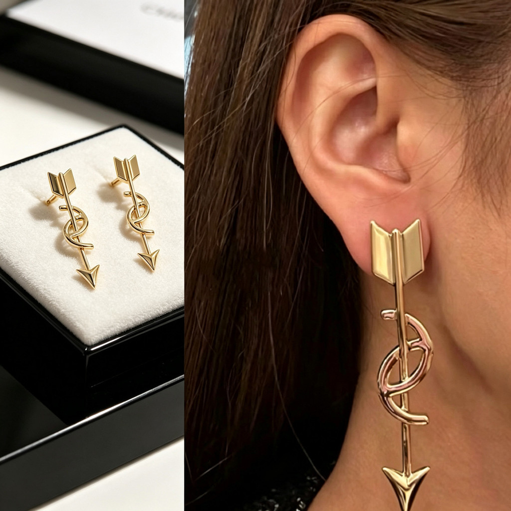 FNB3 New arrow earrings with a unique retro, simple, and minimalist twisted arrow design