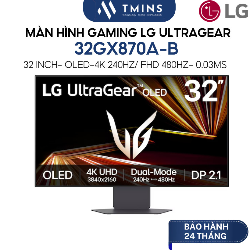 Màn hình LG UltraGear 32GX870A-B (32 inch/ OLED/ UHD-240Hz/ FHD-480Hz/ 0.03ms/ USB-C) - Chính hãng