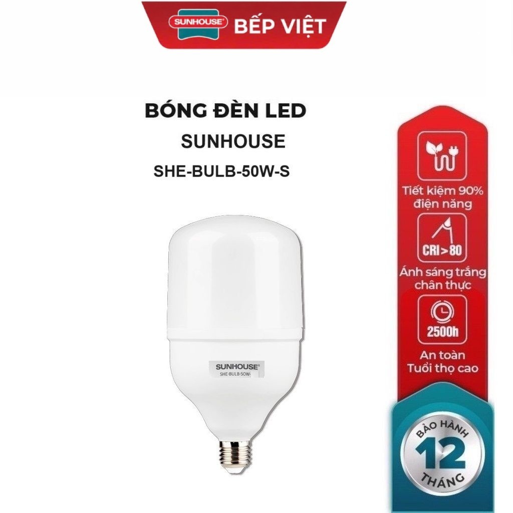 Bóng Đèn LED bulb Spec Sunhouse 50W  SHE-BULB-50W-S, Tuổi thọ lên đến 25.000 giờ, Chip LED chất lượn