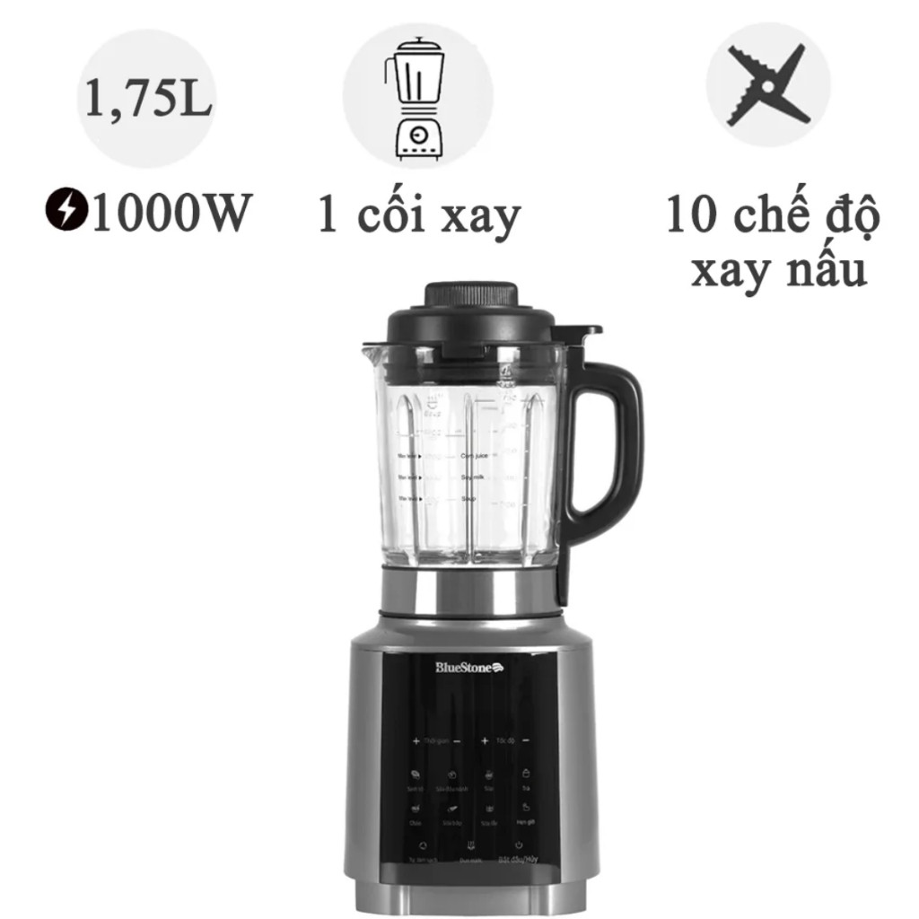 Máy Làm Sữa Hạt Đa Năng BlueStone BLB-6038 1.75L | Công Suất 1000W Cối Thủy Tinh Cảm Ứng - Hàng Chín