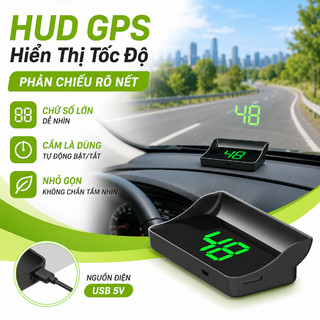 Màn Hình HUD Ô Tô Hiển Thị Tốc Độ GPS KMH – Màn Hình Đầu Lên Xe Hơi Phiên Bản 2025 Cao Cấp