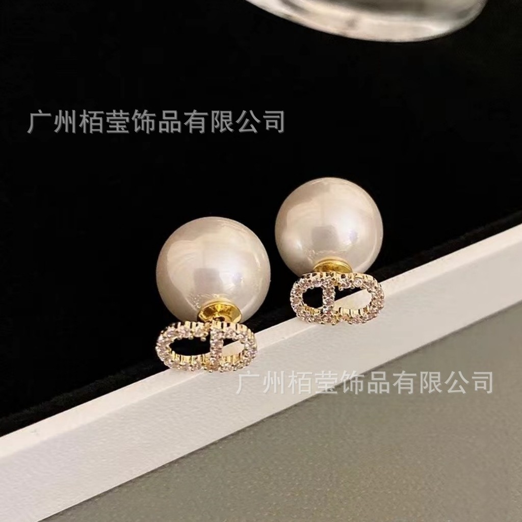 Dijia CD Lợn Mũi Ngọc Trai Bông Tai Nữ D Nhà Tính Khí Ánh Sáng Phong Cách Sang Trọng Bông Tai CD