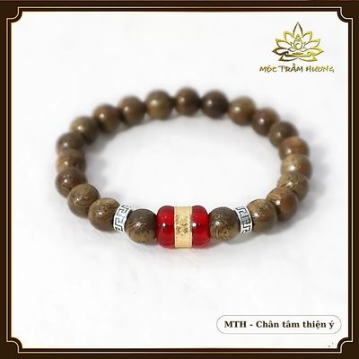 Vòng Tay Trầm Hương Tròn Đơn Tốc Việt Size 6/7/8/10/12 mm - Mix Charm Đá Màu Lu Thống | Mộc Trầm Hương MTH