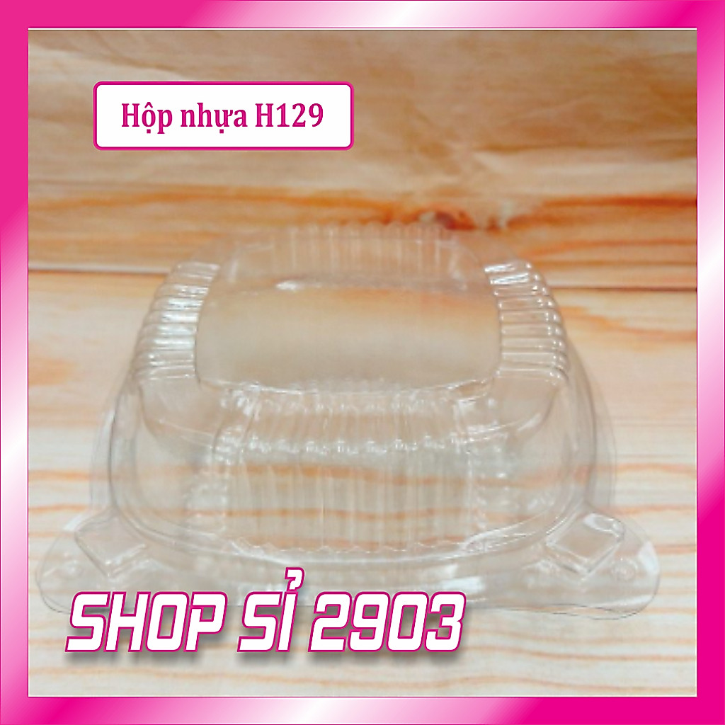 [100 cái] Hộp nhựa đựng bánh  H129 /H128 - Hộp nhựa đựng bánh bông lan