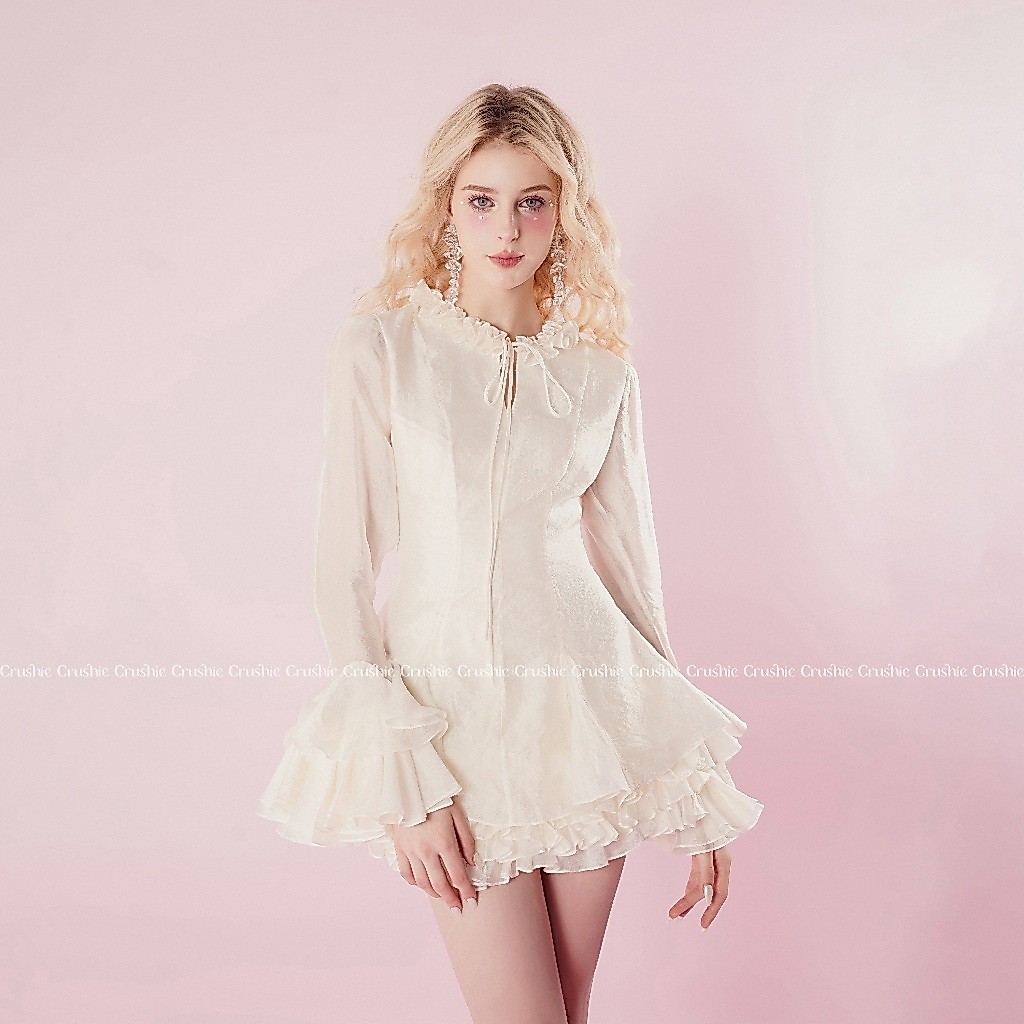 Váy đầm dự tiệc Crushie dáng A phối bèo tiểu thư sang trọng - độc quyền Crushie Cloudy Dress
