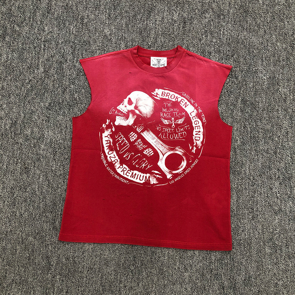 8UGP West Coast Choppers Retro Rửa Đau Khổ Rời Tay Áo Vest Áo Thun Nam Mùa Hè