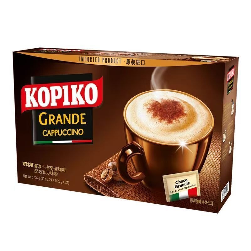 Indonesia Nhập khẩu KOPIKO Cappuccino 24 cốc 726g Bột sô cô la ba trong một tức thì LS62626 @
