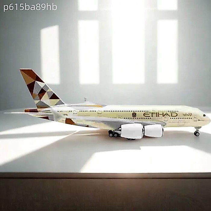 [HOT 2026] Mô hình máy bay chở khách A380 Etihad Airways có bánh xe, kích thước 30CM, bằng nhựa res