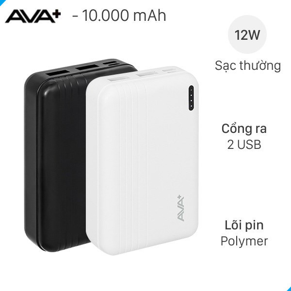 [SALE] Pin sạc dự phòng Polymer 10000mAh AVA+ DS609A Trắng hàng like new mầu ngẫu nhiên