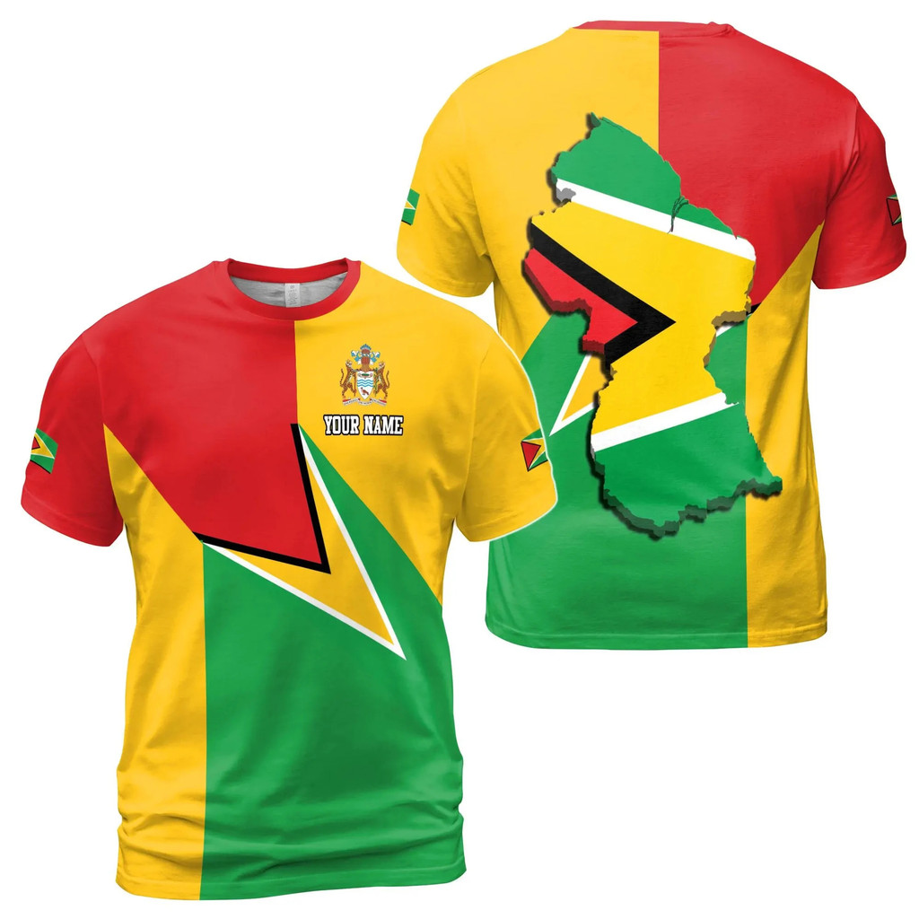 Miễn Phí Tùy Chỉnh Tên Yêu Nước Cờ Guyana 3D In Đồ Họa Áo Thun Nam Nữ Đa Năng Áo Thun Thời Trang Quầ