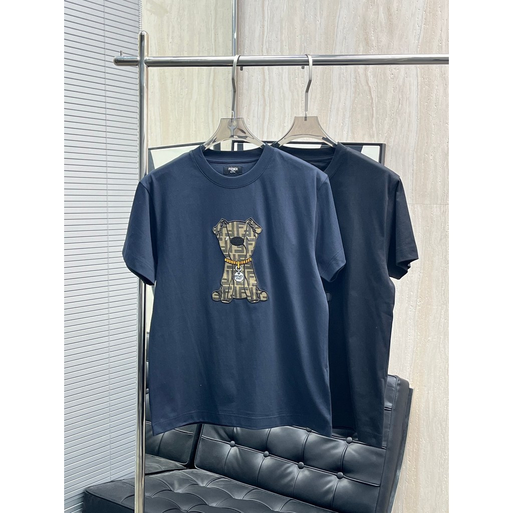 FENDI Mùa Hè Phong Cách Mới Áo Thun Ngắn Tay Nam Nữ Cặp Đôi Phong Cách Mùa Xuân Thời Trang Rời Kích 