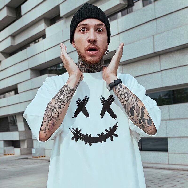 M-5XL Áo nam Cotton Quần Áo Nam Hiphop Thời Trang Tay Ngắn Đơn Giản BF Sinh Viên Nửa Tay Áo Nam Áo
