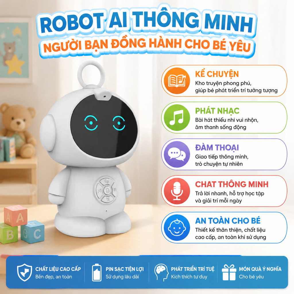 Robot AI thông minh robot giáo dục robot trẻ em đồ chơi thông minh kể chuyện nhạc chat AI học tập tạ