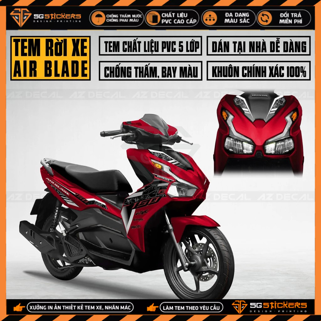 Tem Airblade Mẫu 150 &125 Nhiều Lựa Chọn Màu | AB13 | Chất Liệu Decal Chống Nước, Áp Dụng Xe AB 2016