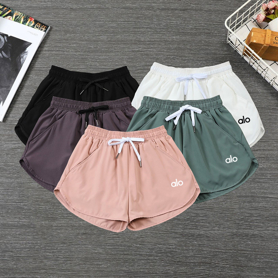 Alo Sports Shorts Quick-Drying Breathable Fake Two-Piece Training Fitness Shorts Anti-Exposure Runni