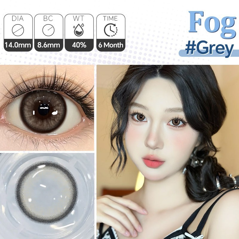 🔥[0.00- 6.00 độ] MYSTICEYES kính áp tròng MCK1 Fog Gray Loạt xám Lens 6 Tháng