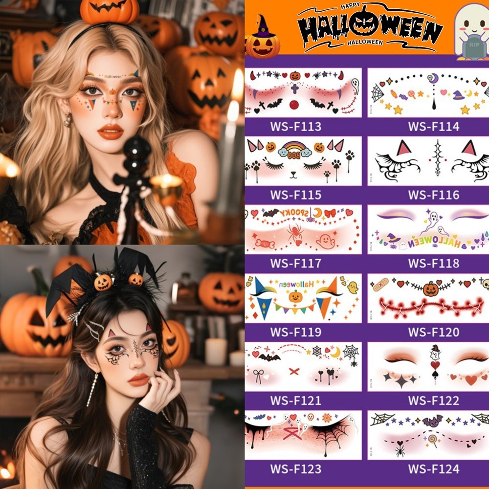 Nhãn dán hình xăm chống nước cho trang điểm Halloween - Phù hợp cho các bữa tiệc và lễ hội