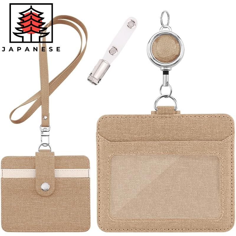 【Direct from JP】ID Card Holder - Horizontal & Vertical Card Case Name Badge Holder Double-Sided Pass