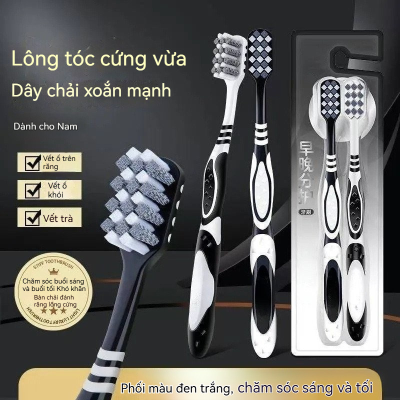 Bàn chải đánh răng làm sạch chuyên sâu - Lông cứng vừa cho người lớn, công nghệ lông xoắn ốc loại bỏ ố vàng & làm trắng răng, dùng tại nhà