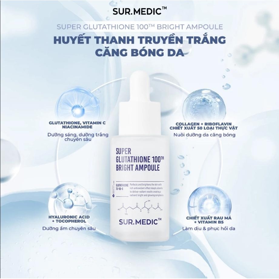 Ảnh 2 của Huyết Thanh Dưỡng Trắng SUR.MEDIC+ Super Glutathione Bright Ampoule serum làm sáng da, giảm thâm