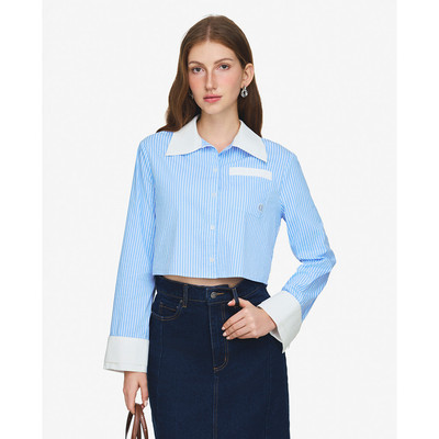 GIGI - Áo sơ mi nữ cổ bẻ tay dài phom croptop_G1201T253229-27