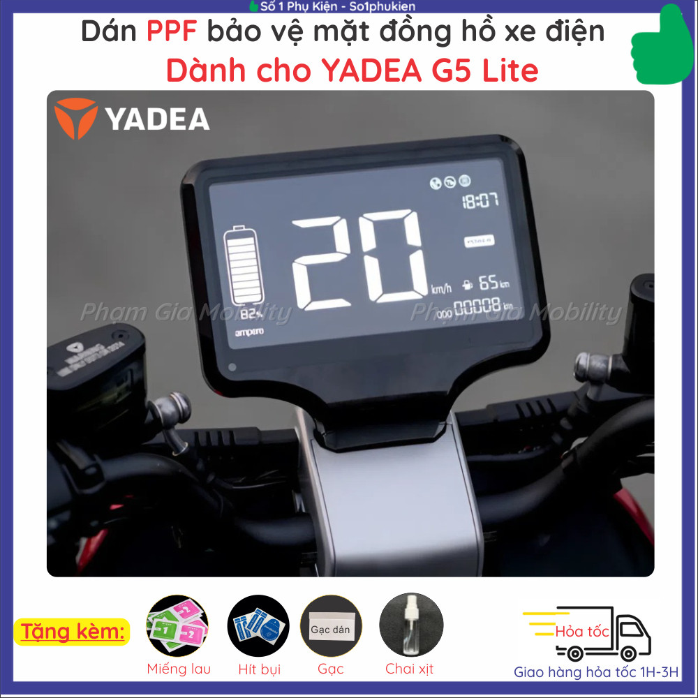 Miếng dán màn hình đồng hồ xe máy điện Yadea G5 Lite G5Lite loại cường lực dẻo nano, PPF cao cấp chố