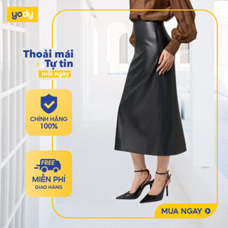  [SALE ĐG] Chân váy da nữ YODY dáng dài maxi sang trọng, thanh lịch CVN7180