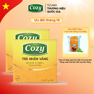 Combo Trà Đen Nhãn Vàng Cozy 100 Túi Lọc Không HS Dùng Pha Chế Trà Chanh, Trà Tắc, Trà Sữa, Trái Cây