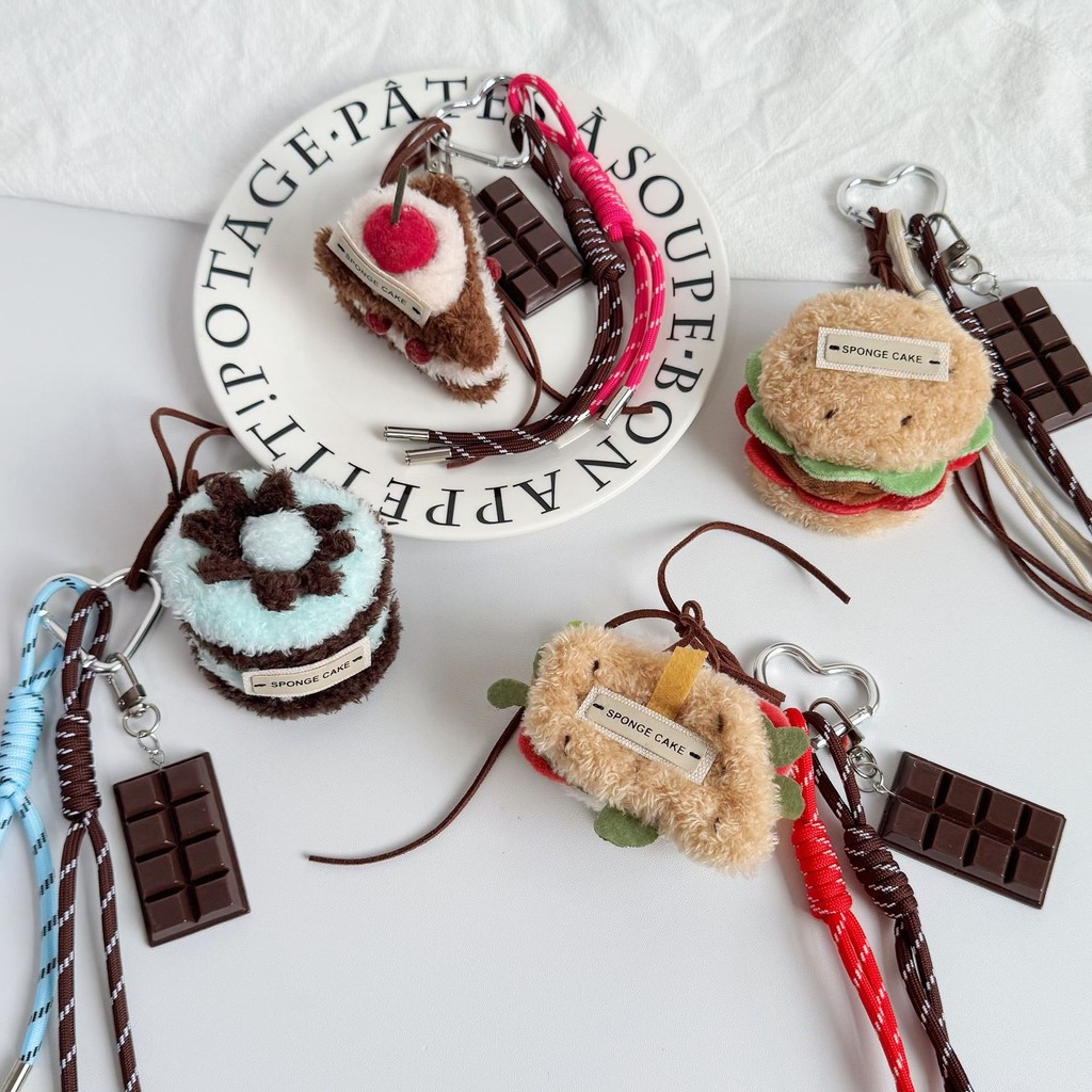 INS Niche Fun Dessert House Three-Dimensional Plush Pendant Cute Cake Pendant Korean Style Girl Bag 