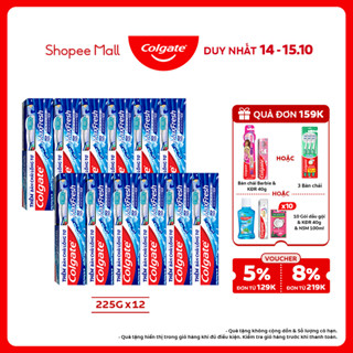 Bộ 12 Kem đánh răng Colgate Maxfresh bạc hà the mát 225g tặng bàn chải