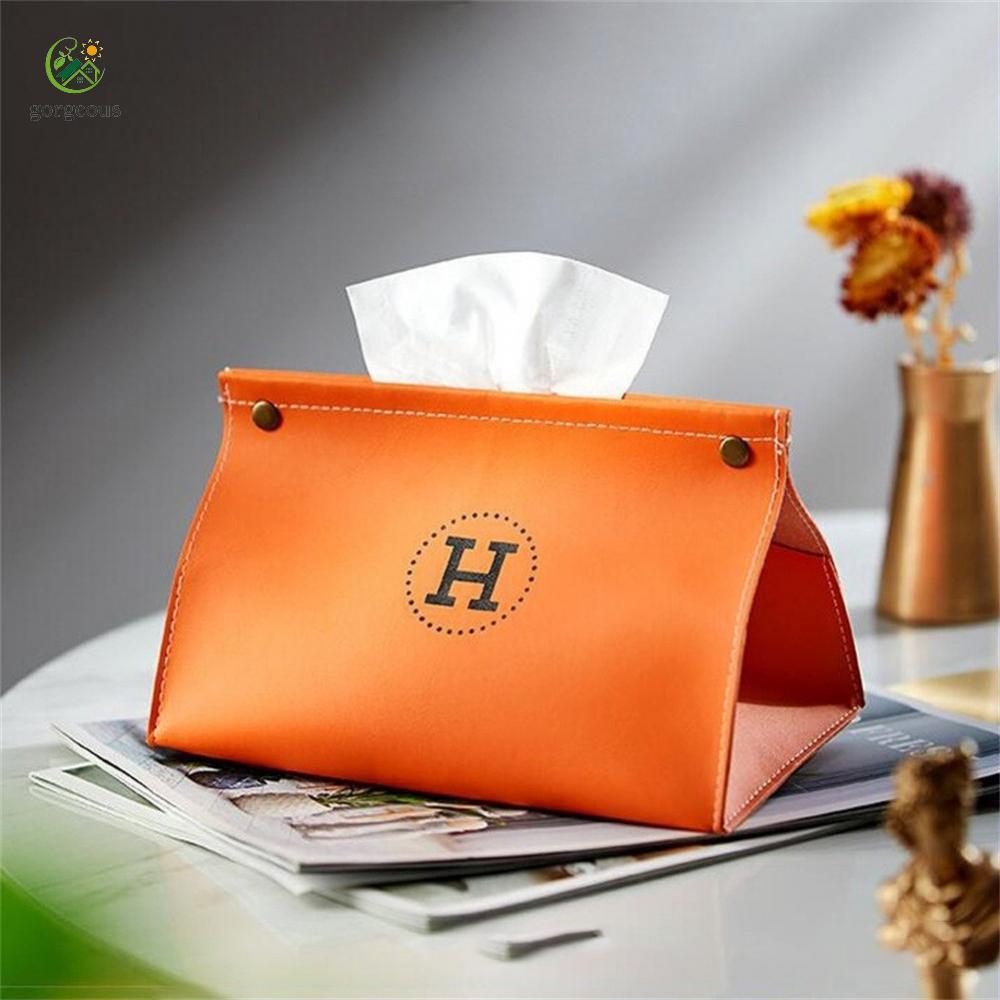 [FUXIN]Tissue Box Table Living Room PU Leather Paper Pumping Box Study Room 1Pcs