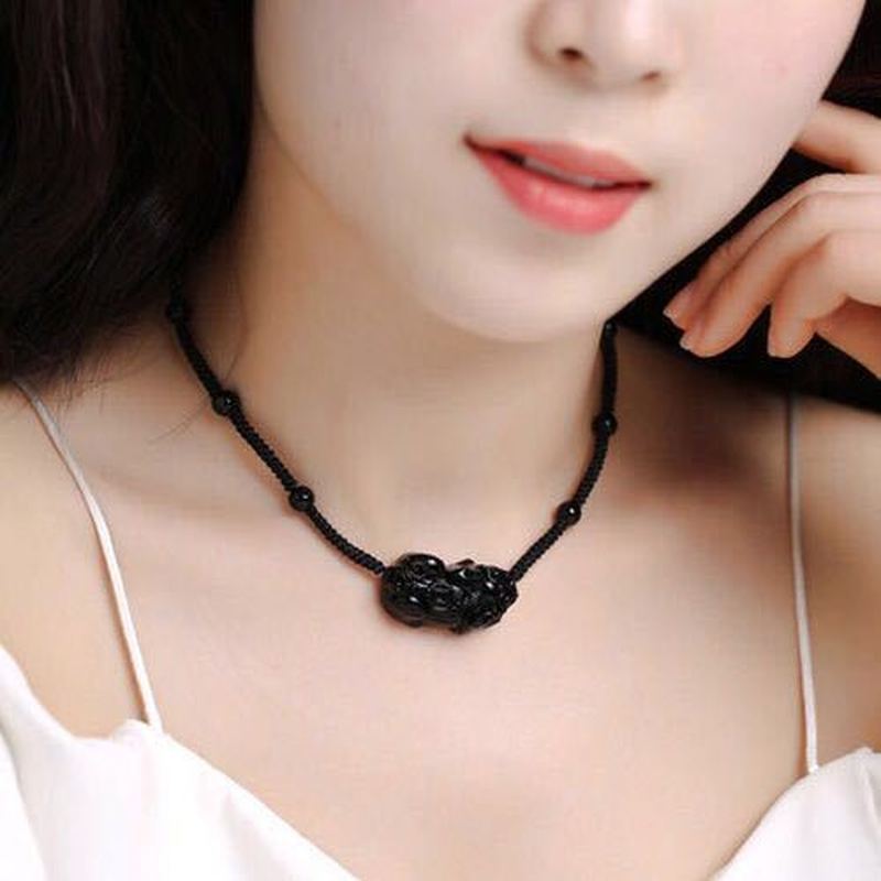 Màu Mắt Obsidian Cặp Đôi Pixiu Vòng Cổ Yan Jiu Cùng Phong Cách Mặt Dây Chuyền Nam Influencer Nữ Xươn