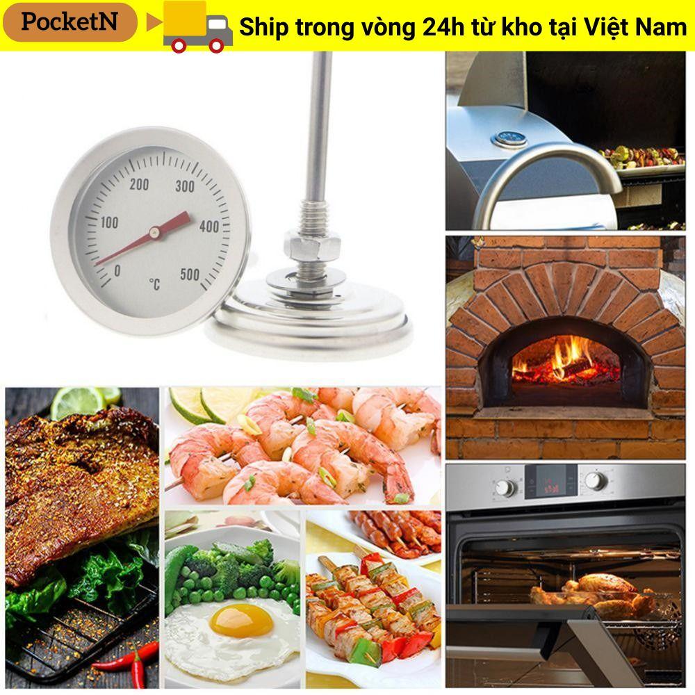 Nhiệt kế BBQ POCKETN Nướng thép không gỉ 0-500°C Đồng hồ đo nhiệt độ