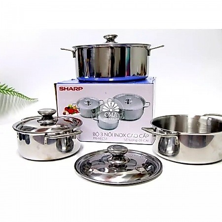 HOT - Bộ 3 nồi Inox Sharp cao cấp