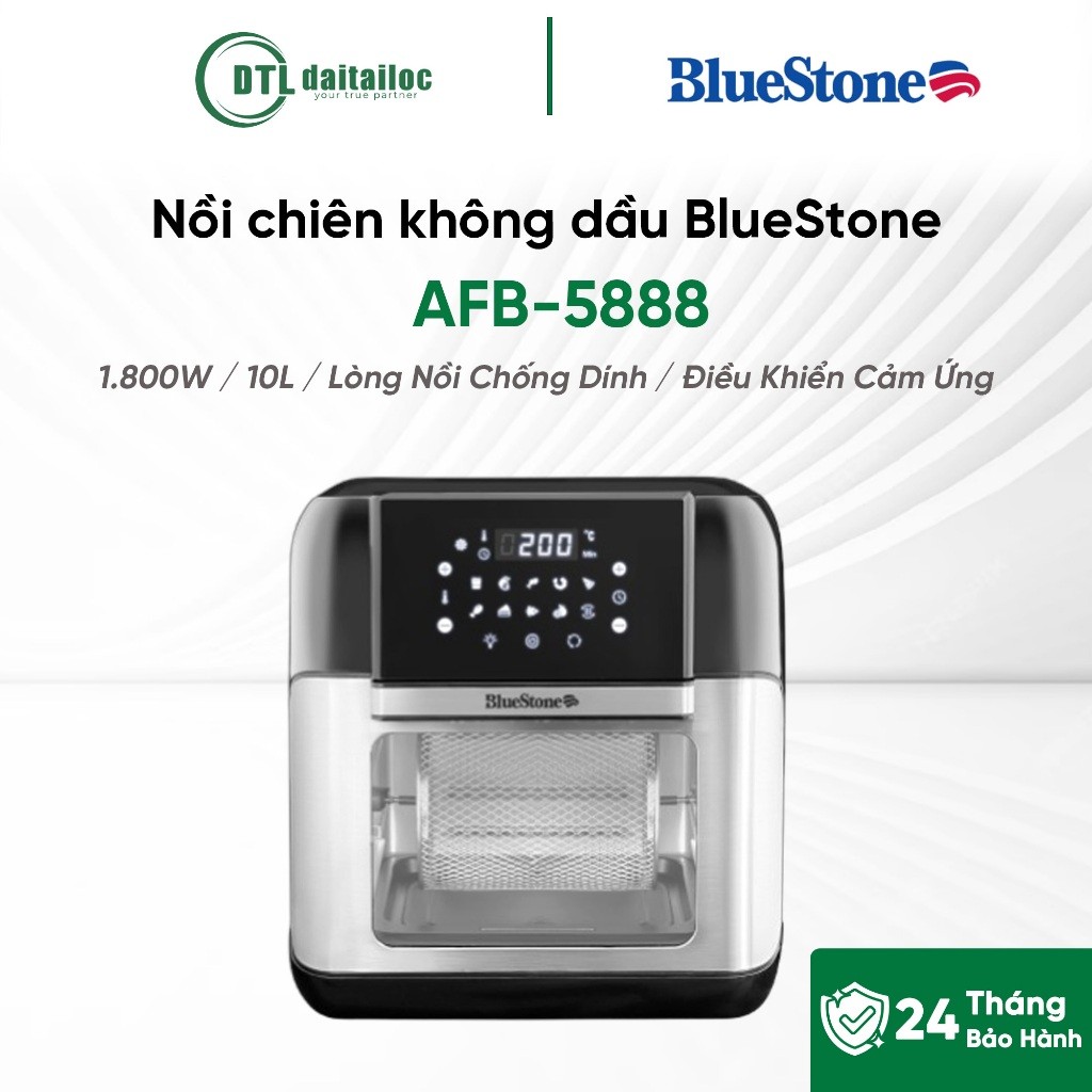 Nồi chiên không dầu BlueStone AFB-5888 10L Lòng Nồi Chống Dính Điều Khiển Cảm Ứng / Chính hãng / Bảo