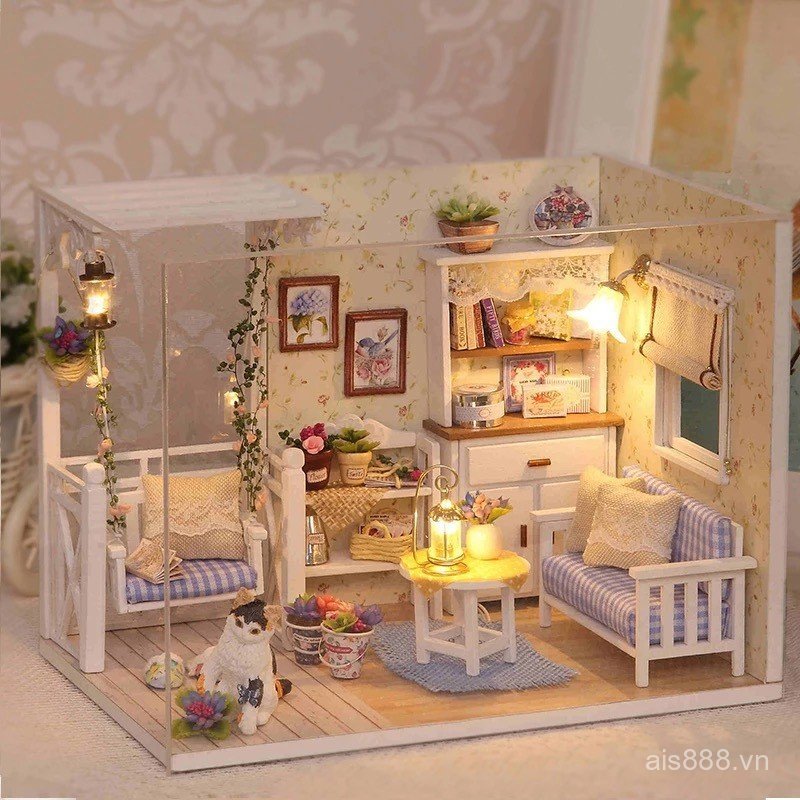 XWQK [Cash commodity and quick delivery]Smart House diy Tiny House Cat Diary Handmade House Building