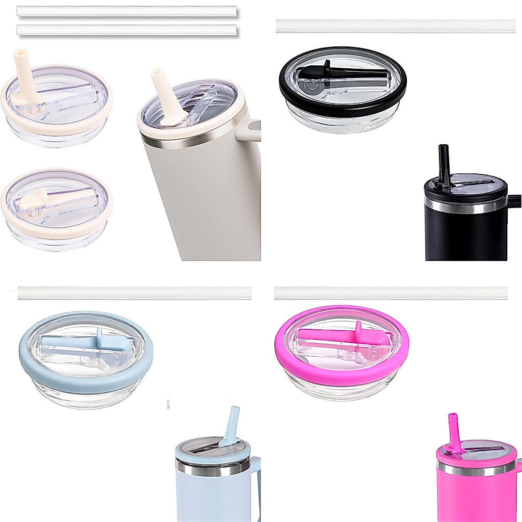 2 Cái / bộ 40oz Tumbler Lật Nắp Ống Hút Thay Thế Phù Hợp Cho Stanley Cup Có Thể Tái Sử Dụng Tumbler 