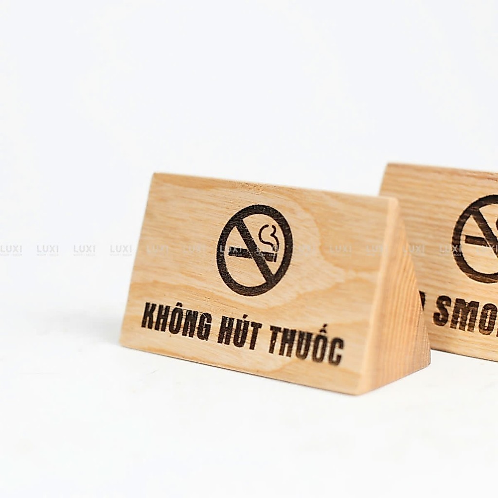 COMBO 3 Bảng gỗ No smoking/ Không hút thuốc để bàn cho quán ăn, nhà hàng, phòng khách sạn - XƯỞNG LU