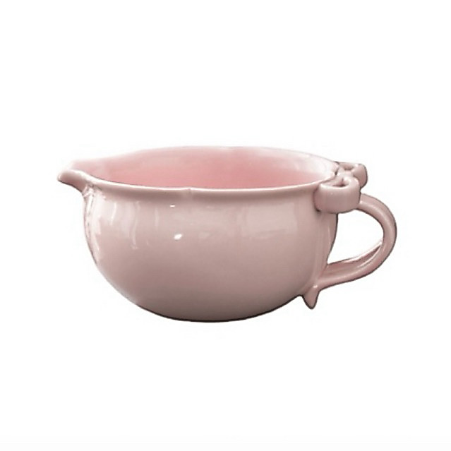 Cốc trà xanh Matcha hồng Chawan có tay cầm bằng gốm sứ thủ công (Chỉ cốc)