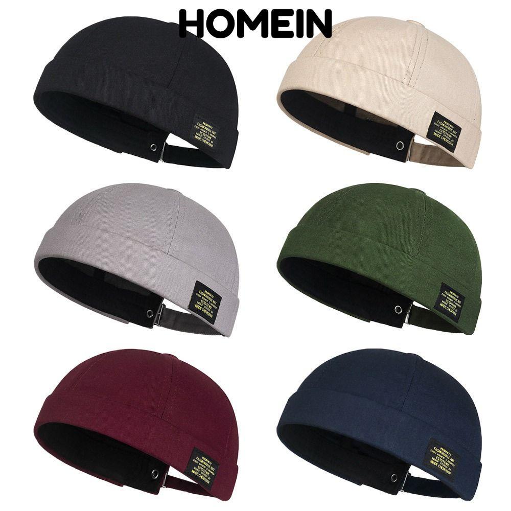HOMEIN Beanie Street Hat, Mũ Docker không vành Cotton có thể điều chỉnh, Thêu chữ thời trang Màu trơ