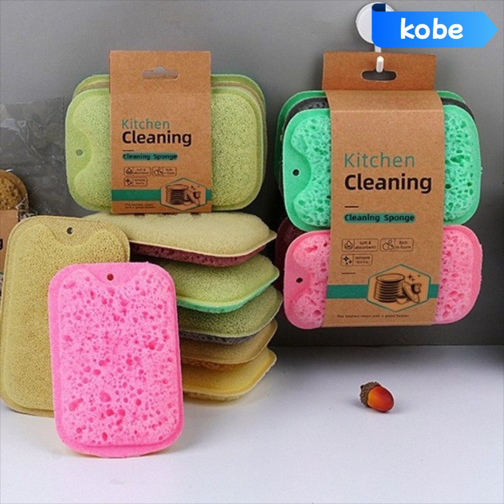 KOBE 6 Cái / bộ Miếng Bọt Biển Làm Sạch, Khăn Lau Xốp Mật Độ Cao Có Thể Giặt Được, Miếng Bọt Biển Rử