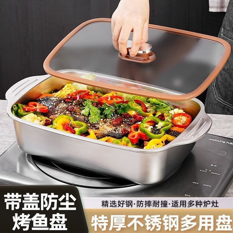 Đĩa cá bằng thép không gỉ, đĩa cá ngâm, đĩa cá nướng, đĩa vuông, đĩa hải sản dùng trong nhà hàng thư