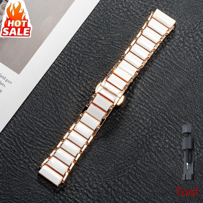 Đa Năng 18mm Giả Gốm Sứ Dây Kim Loại Inox Tương Thích Cho Huawei Watch 5 42mm GT5 Pro 42mm Huawei Wa